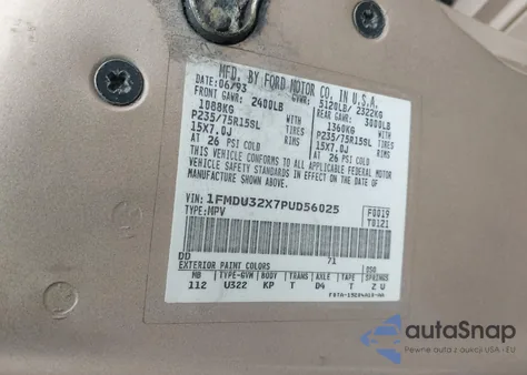 1993 Ford Explorer из США, поврежденный, VIN 1FMDU32X7PUD56025